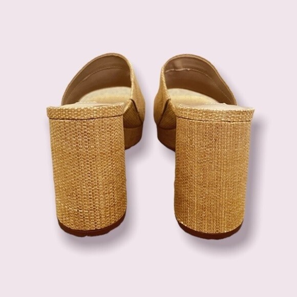 Steve Madden Elda Heels Beige Tweed Square Open Toe Sandals Y2K Womens Size 9.5 - Picture 7 of 8